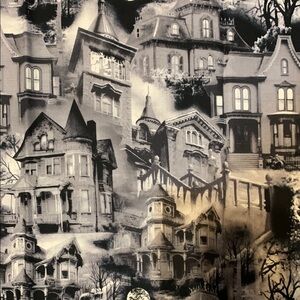 Haunted House Print Fabric